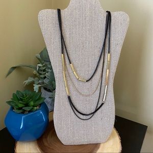 3/$10 Layered Necklace: Gold & Black Tone